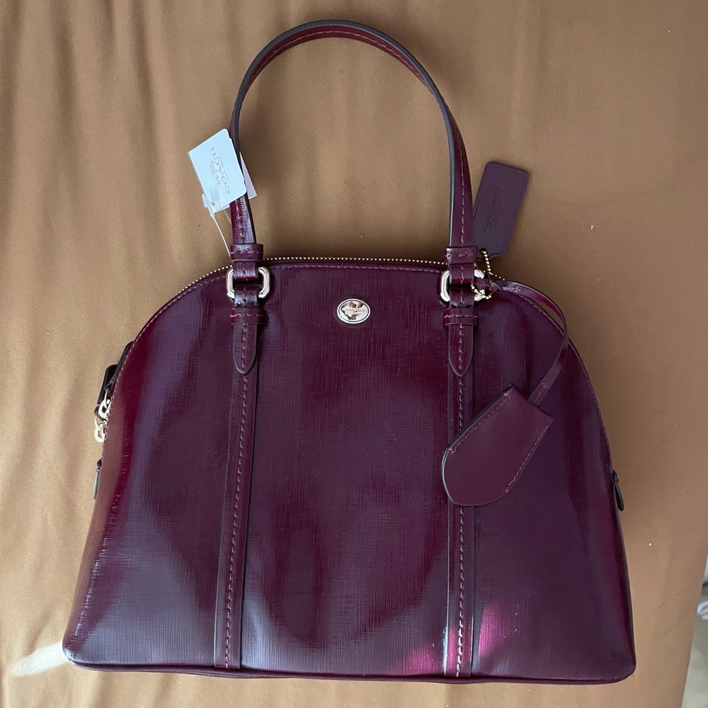 Coach Peyton Leather Cora Dome Satchel